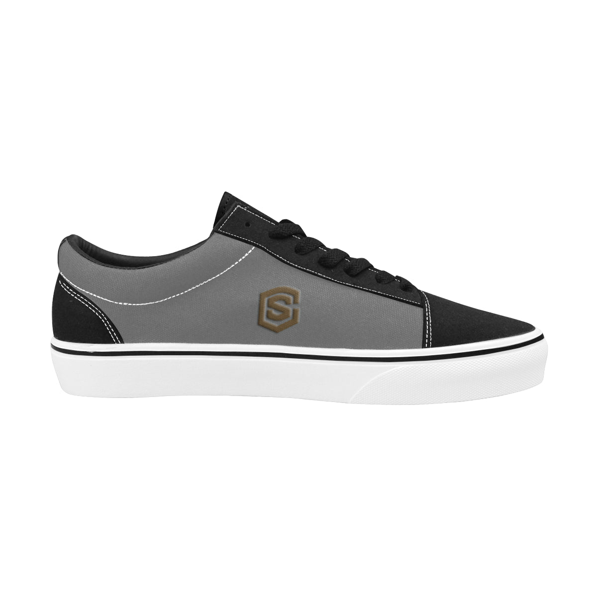 brown logo Men's Low Top Skateboarding Shoes (Model E001-2)