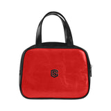 RED LEATHER TOP HANDLE HANDBAG  black logo Leather Top Handle Handbag (Model 1662)