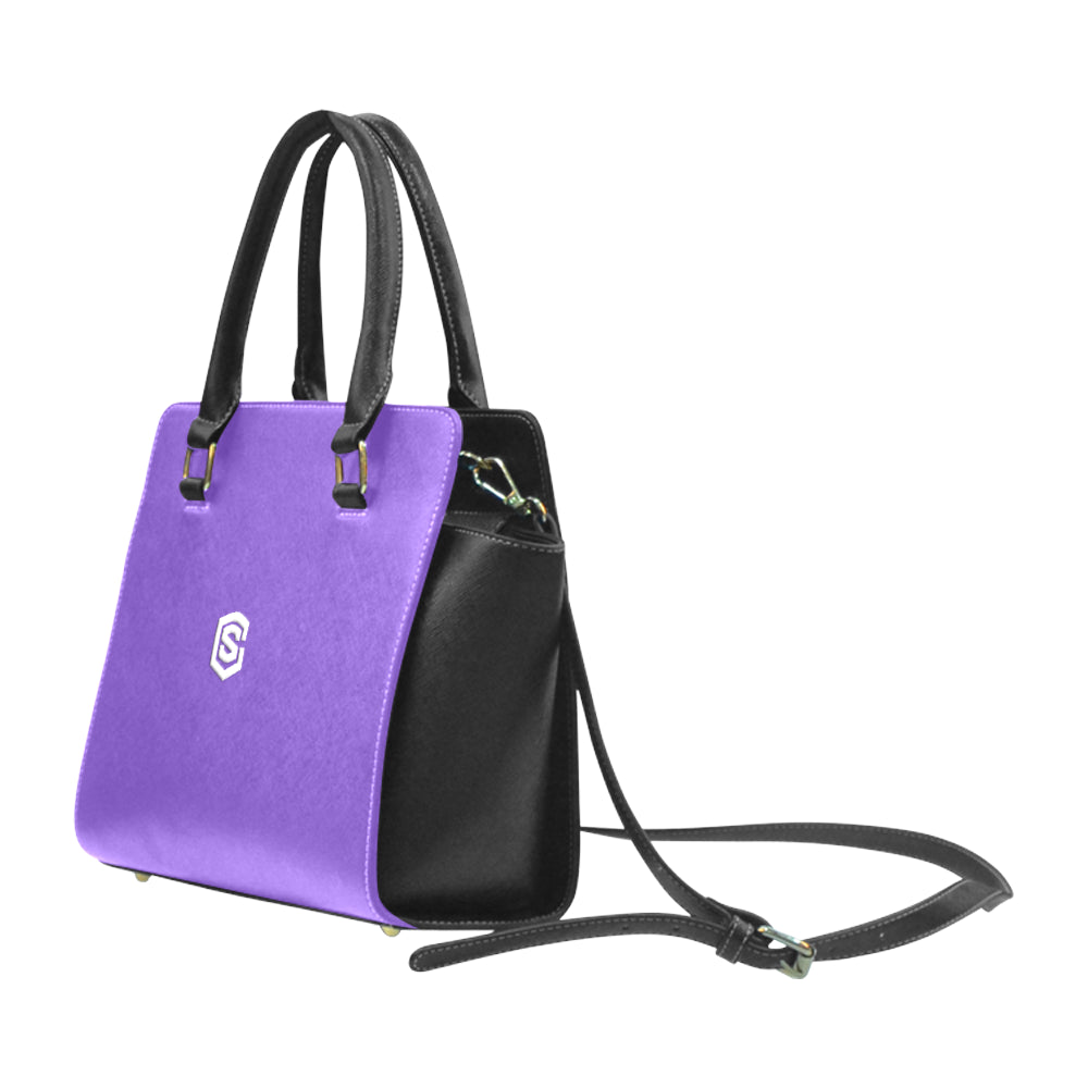PURPLE RIVET SHOULDER HANDBAG white logo Rivet Shoulder Handbag (Model 1645)