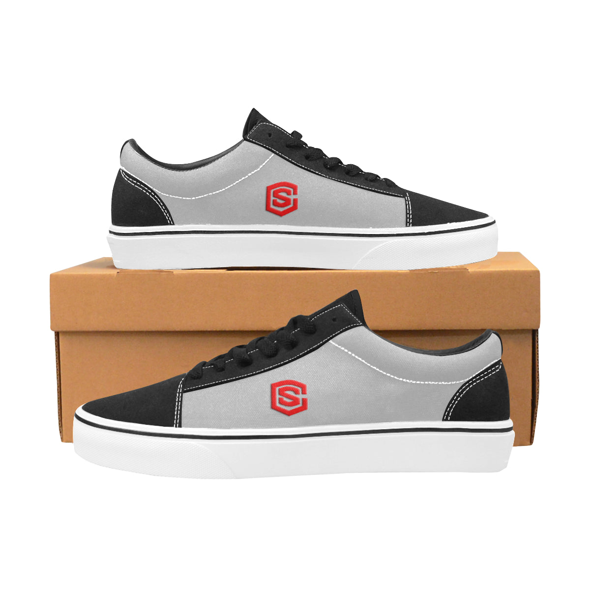 red logo Men's Low Top Skateboarding Shoes (Model E001-2)