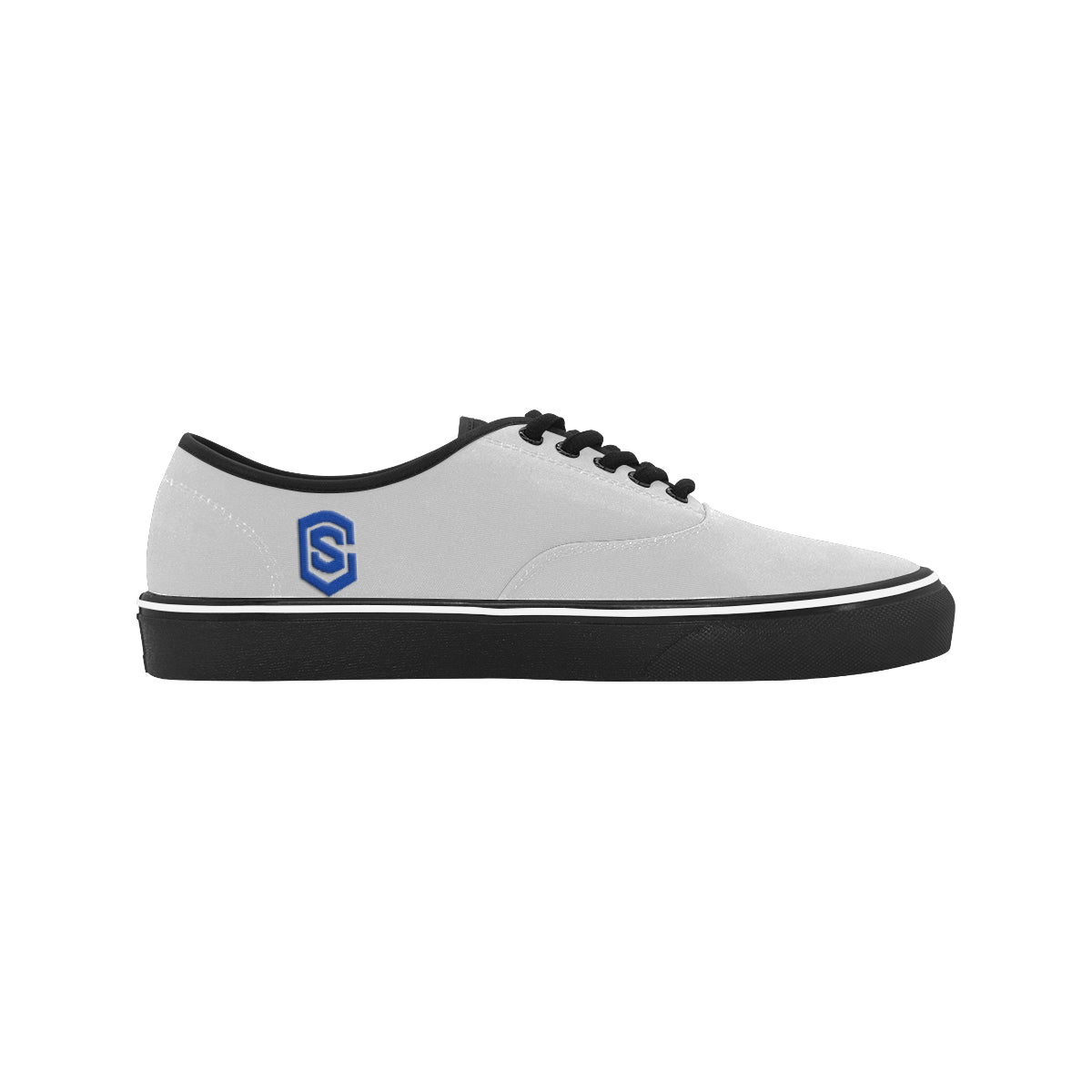 blue logo Classic Men's Canvas Low Top Shoes/Large (Model E001-4)