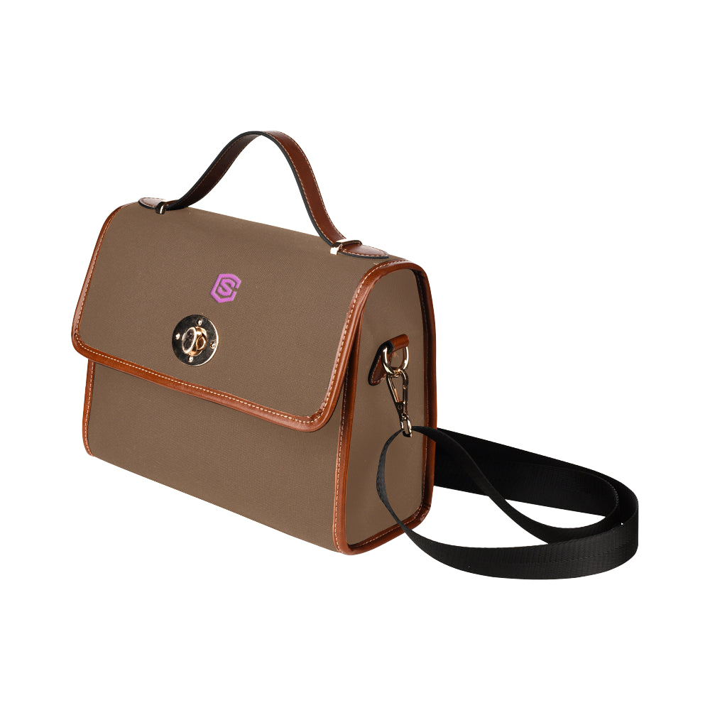 DARK ORANGE WATERPROOF CANVAS BAG PINK logo Waterproof Canvas Bag/All Over Print (Model 1641)