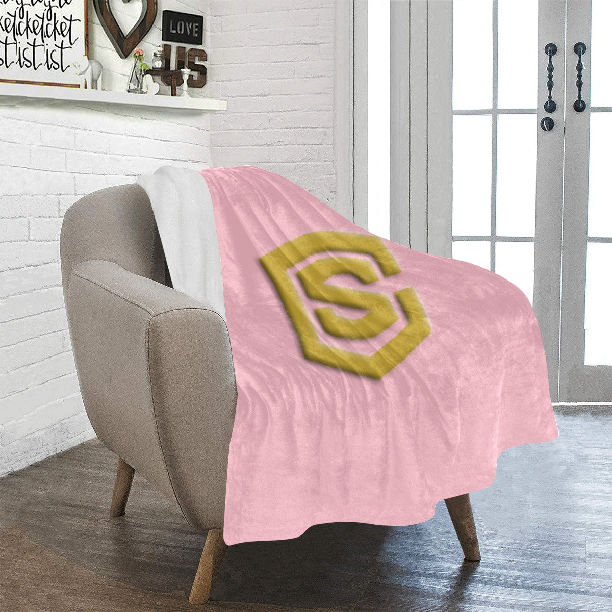 Pink Ultra-Soft Micro Fleece Blanket with Gold Logo Ultra-Soft Micro Fleece Blanket 30"x40"