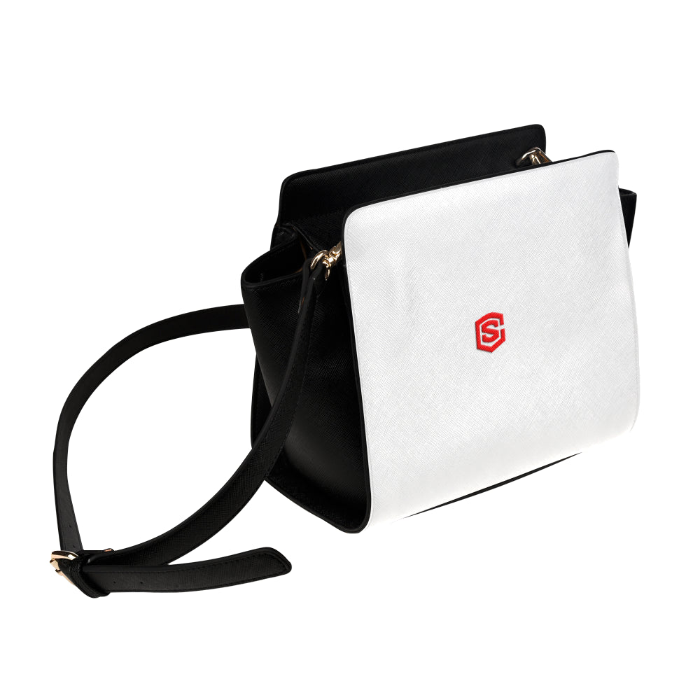 LIGHT GRAY SATCHEL BAG red logo Satchel Bag (Model 1635)