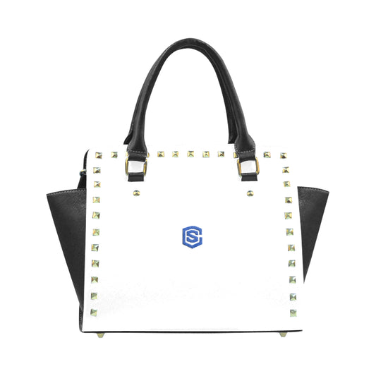 WHITE RIVET SHOULDER HANDBAG blue logo Rivet Shoulder Handbag (Model 1645)