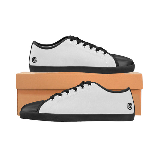 GRAY CANVAS KID SHOESblack logo Canvas Kid's Shoes (Model 016)