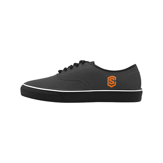 orange logo Classic Men's Canvas Low Top Shoes/Large (Model E001-4)
