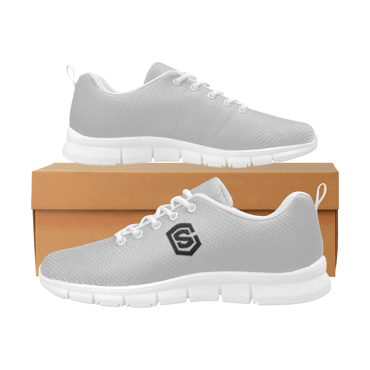 black logo Women's Breathable Running Shoes (Model 055)