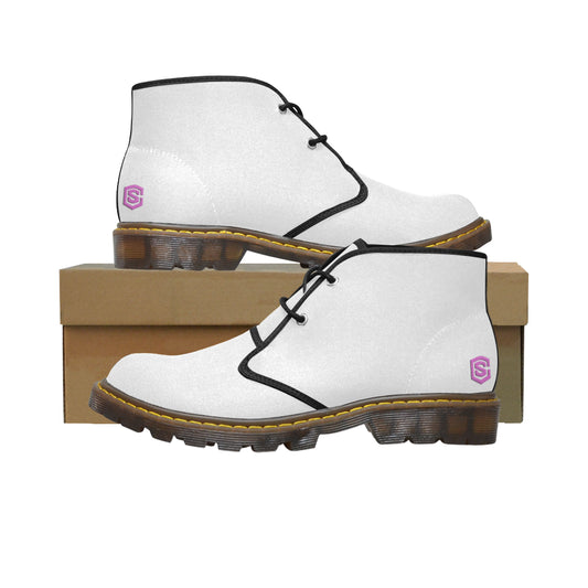 pink logo Women's Canvas Chukka Boots (Model 2402-1)
