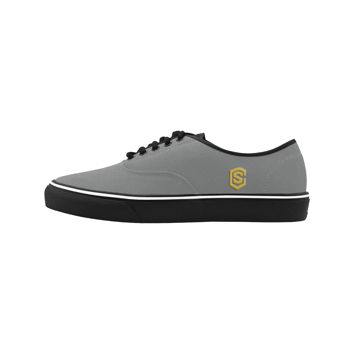 gold logo Classic Men's Canvas Low Top Shoes/Large (Model E001-4)