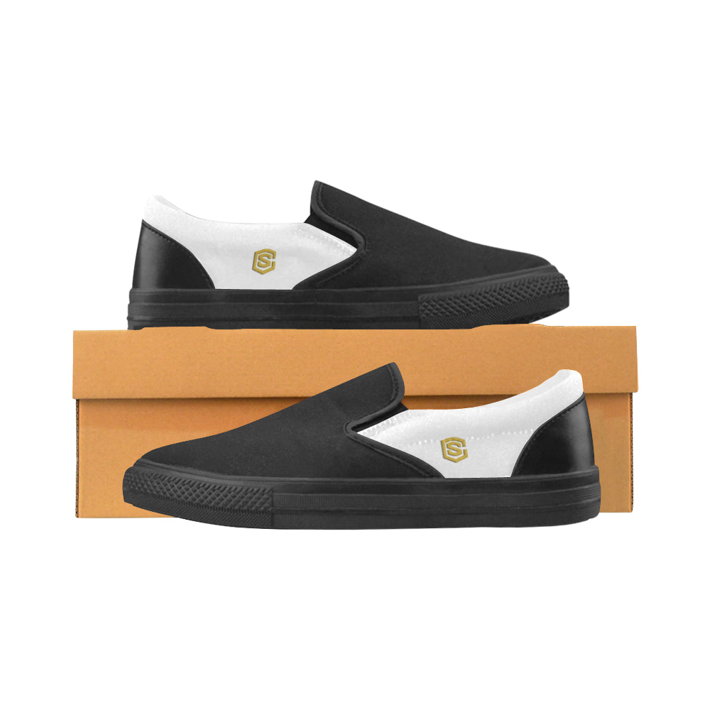 gold logo Women's Slip-on Canvas Shoes (Model 019)