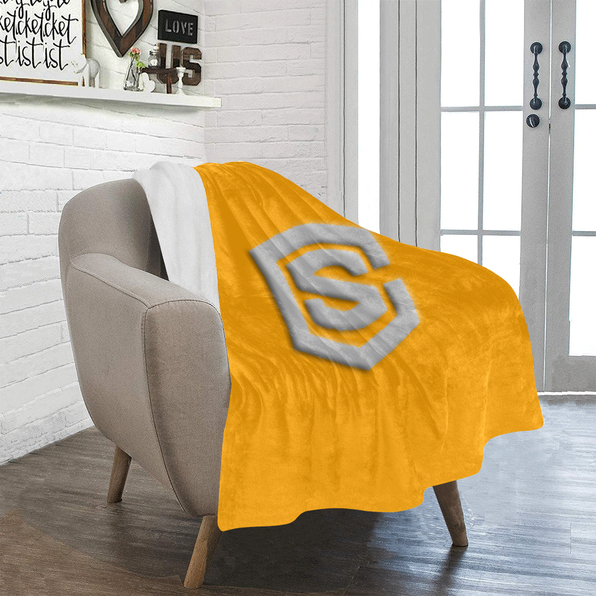 Orange Ultra-Soft Micro Fleece Blanket with Silver Logo Ultra-Soft Micro Fleece Blanket 30"x40"