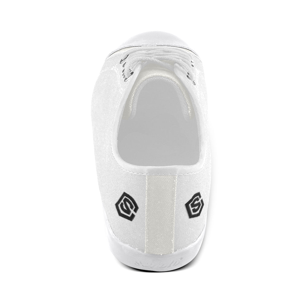 black logo Women's Canvas Shoes (Model 016)