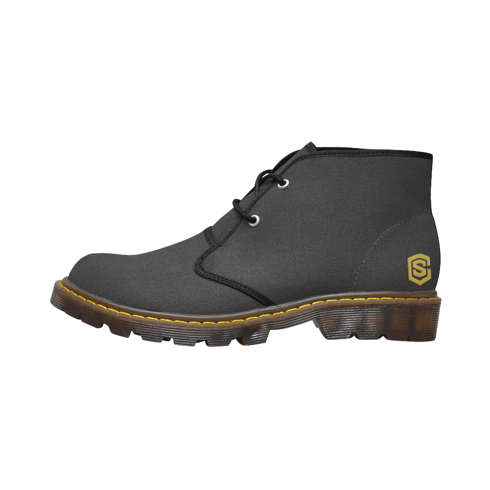 gold logo Women's Canvas Chukka Boots (Model 2402-1)