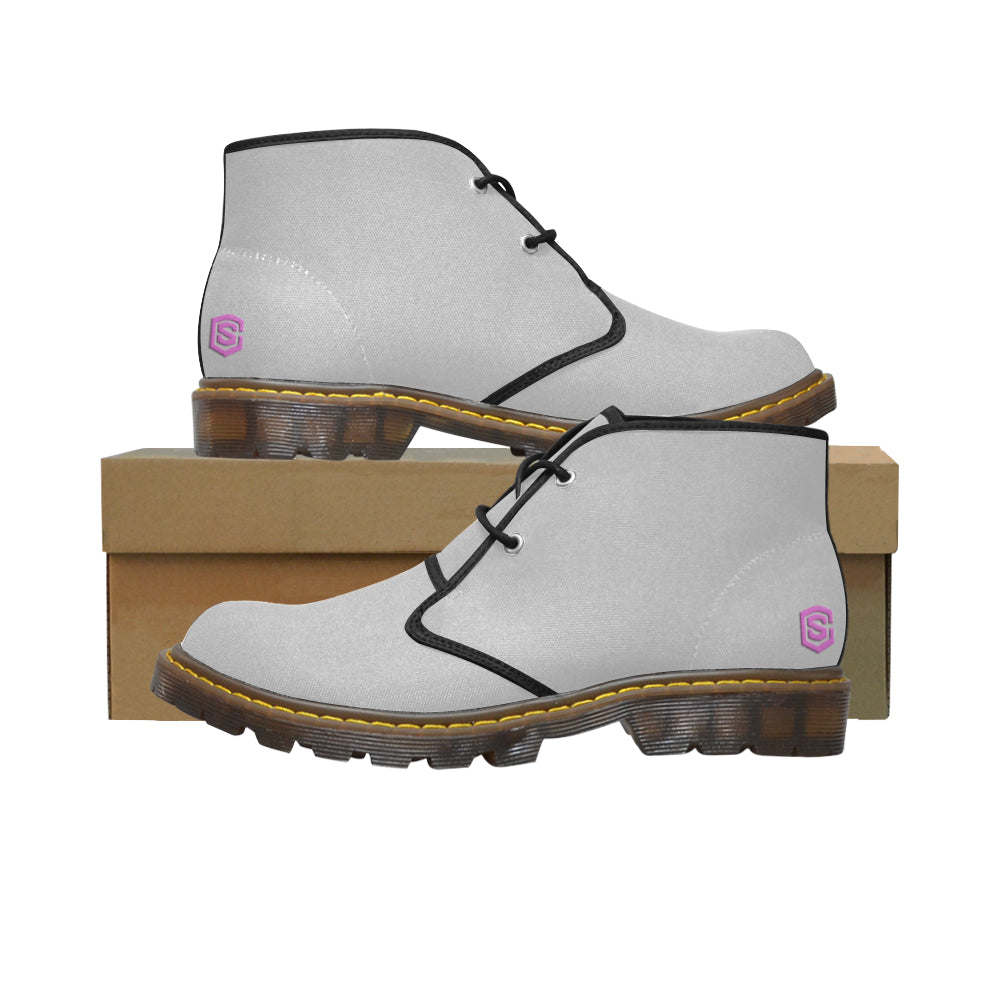 pink logo Women's Canvas Chukka Boots (Model 2402-1)