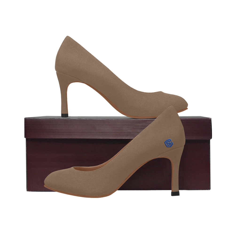 GRAY Women's High Heels blue  logo Women's High Heels (Model 048)