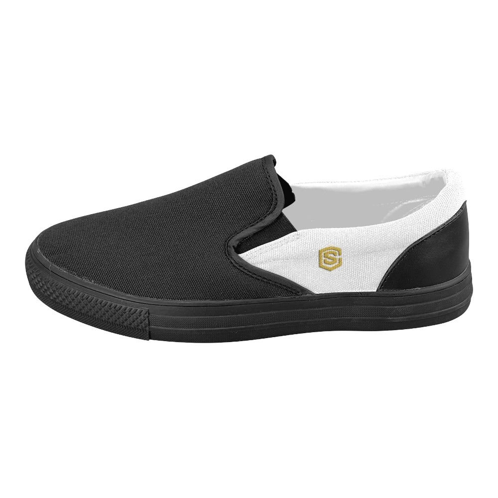 gold logo Women's Slip-on Canvas Shoes (Model 019)