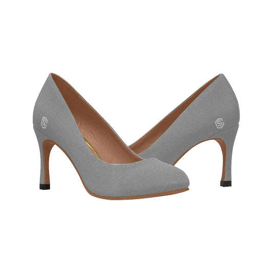 GRAY Women's High Heels silver logo Women's High Heels (Model 048)