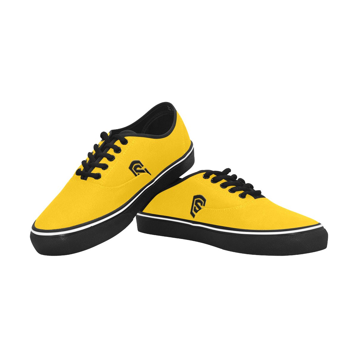 black logo Classic Men's Canvas Low Top Shoes/Large (Model E001-4)