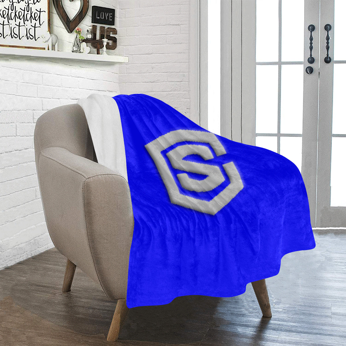 Blue Ultra-Soft Micro Fleece Blanket with Silver Logo Ultra-Soft Micro Fleece Blanket 30"x40"