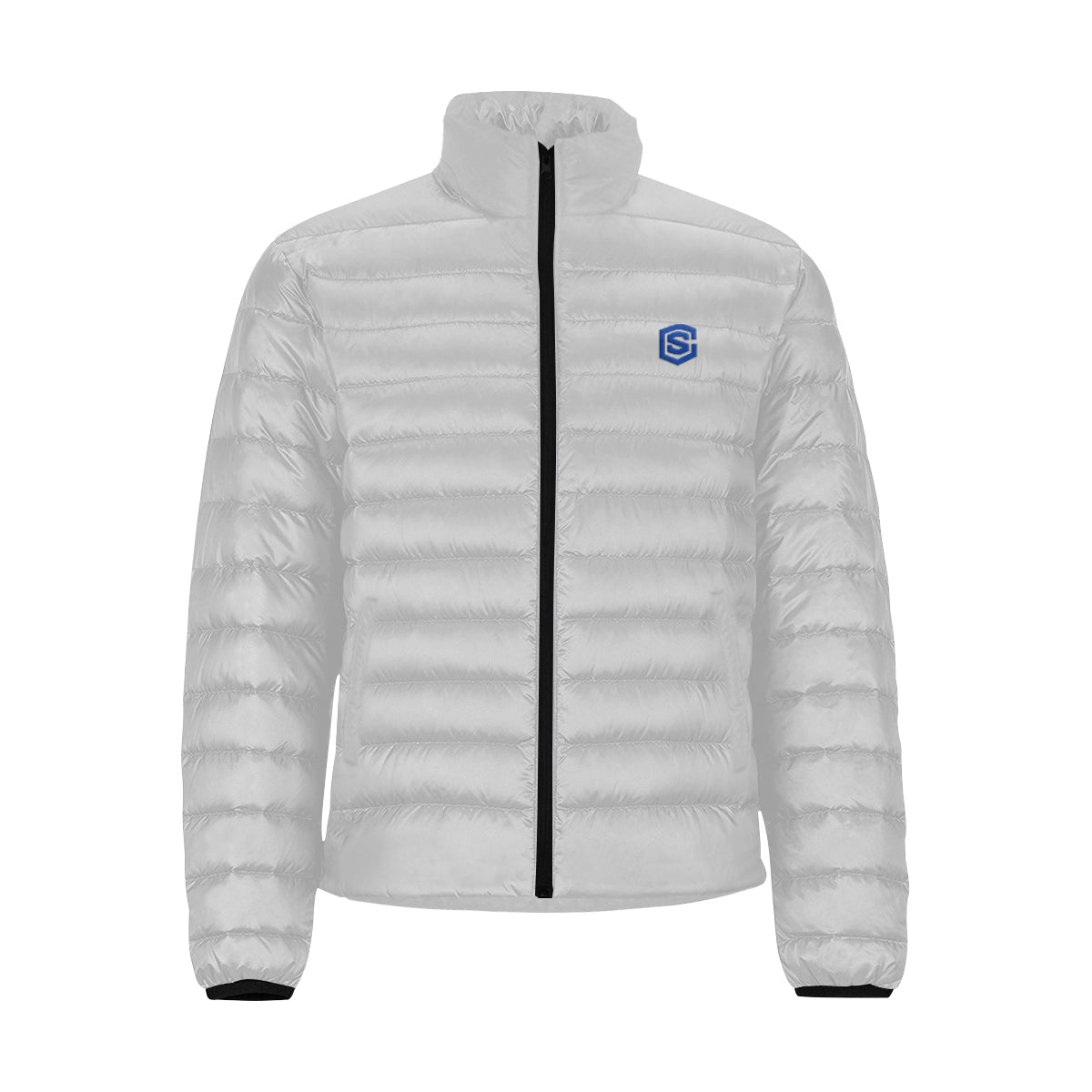 Blue Logo Men's Stand Collar Padded Jacket (Model H41)