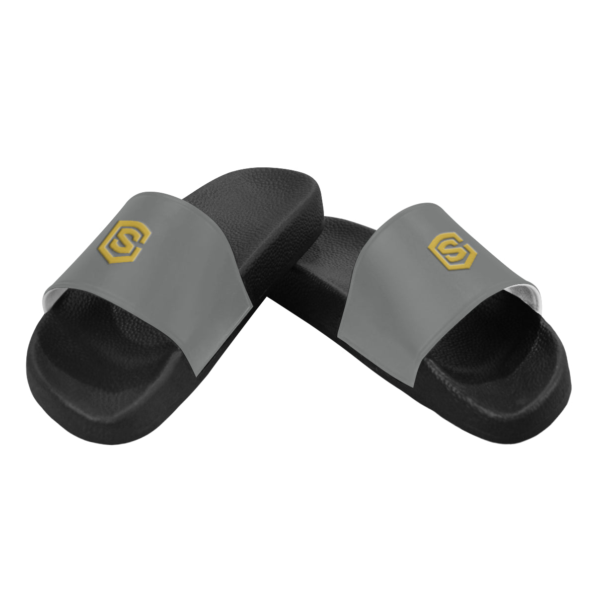 gold logo Men's Slide Sandals (Model 057)