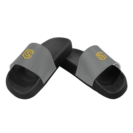 gold logo Men's Slide Sandals (Model 057)