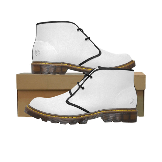 white logo Women's Canvas Chukka Boots (Model 2402-1)