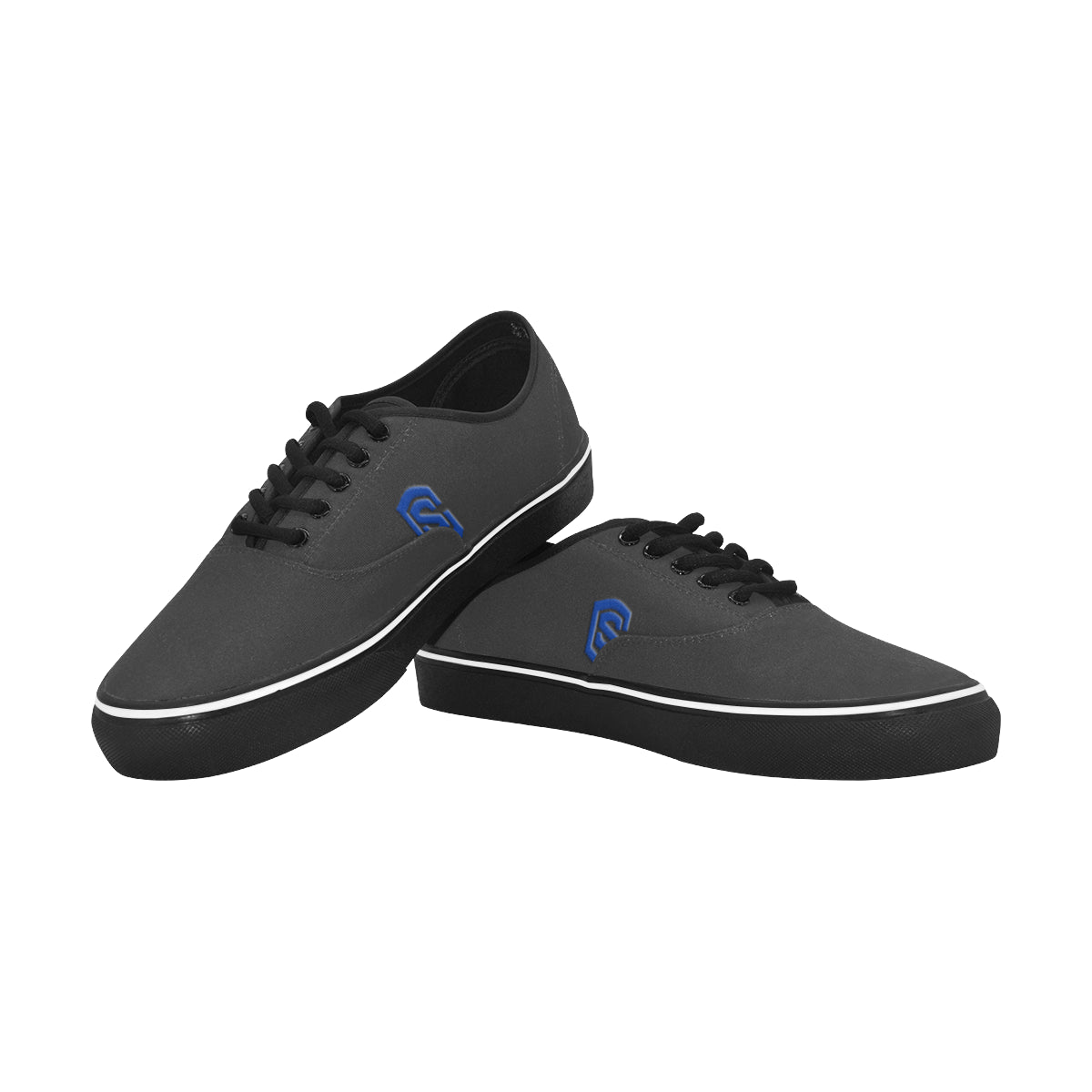 blue logo Classic Men's Canvas Low Top Shoes/Large (Model E001-4)