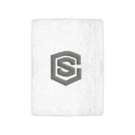 White Ultra-Soft Micro Fleece Blanket with Gray Logo Ultra-Soft Micro Fleece Blanket 30"x40"