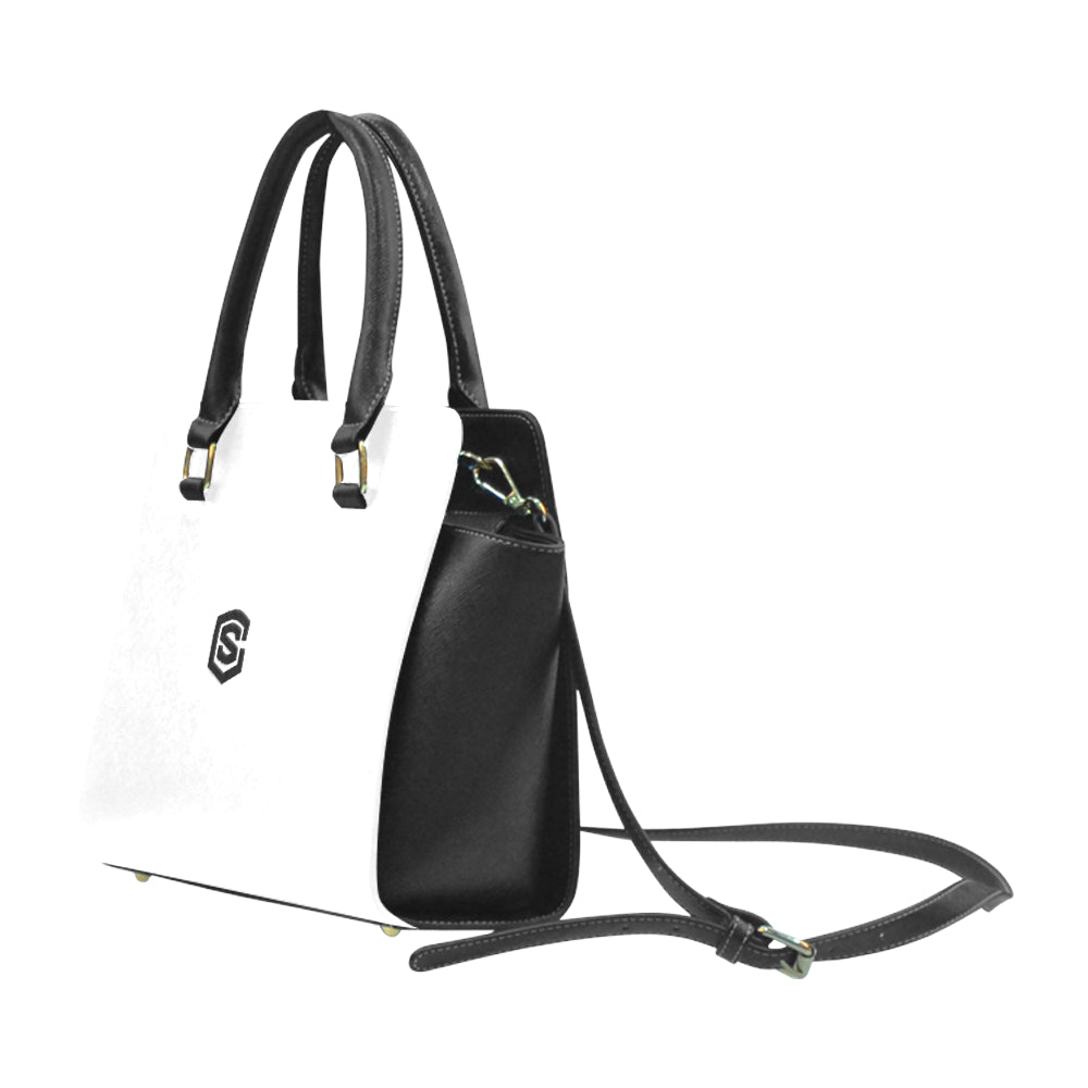 WHITE RIVET SHOULDER HANDBAG black logo Rivet Shoulder Handbag (Model 1645)