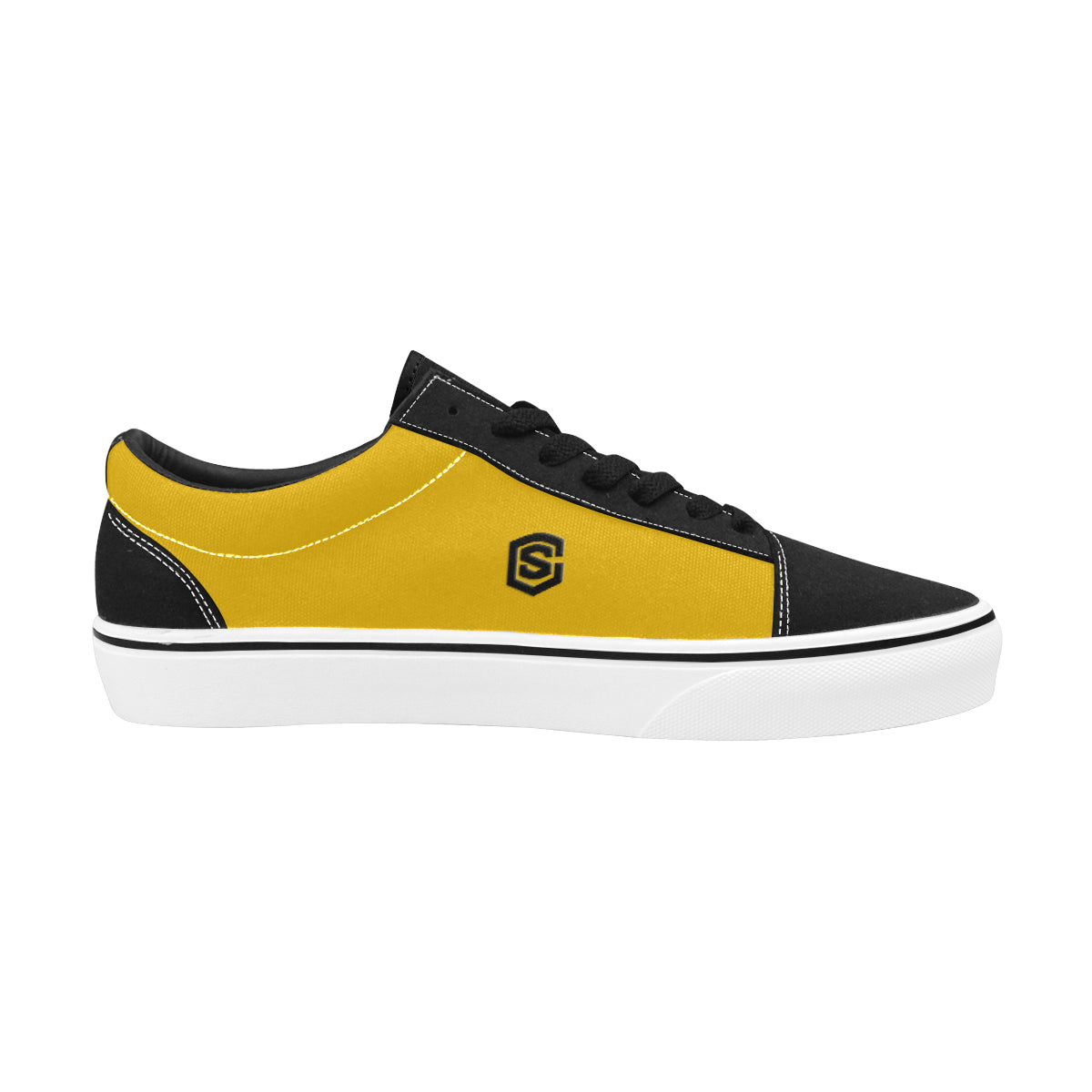 black logo Women's Low Top Skateboarding Shoes (Model E001-2)