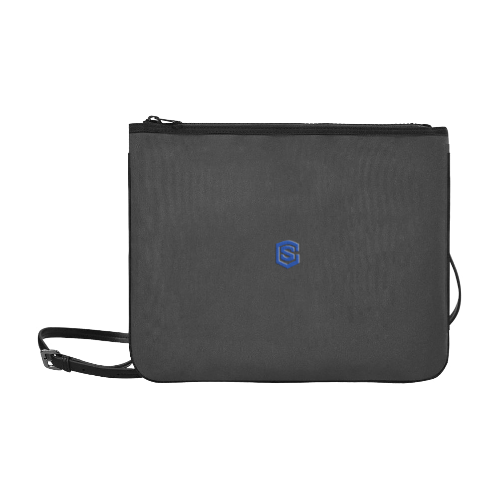 BLACK SLIM CLUTCH BAG blue logo Slim Clutch Bag (Model 1668)