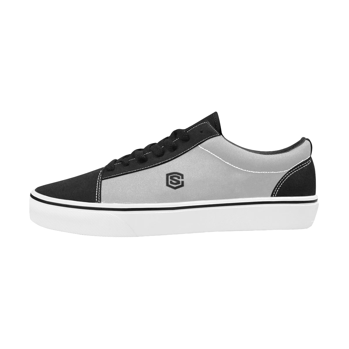black logo Women's Low Top Skateboarding Shoes (Model E001-2)