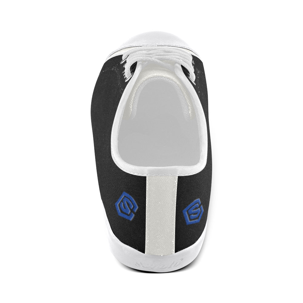 blue logo Women's Canvas Shoes (Model 016)