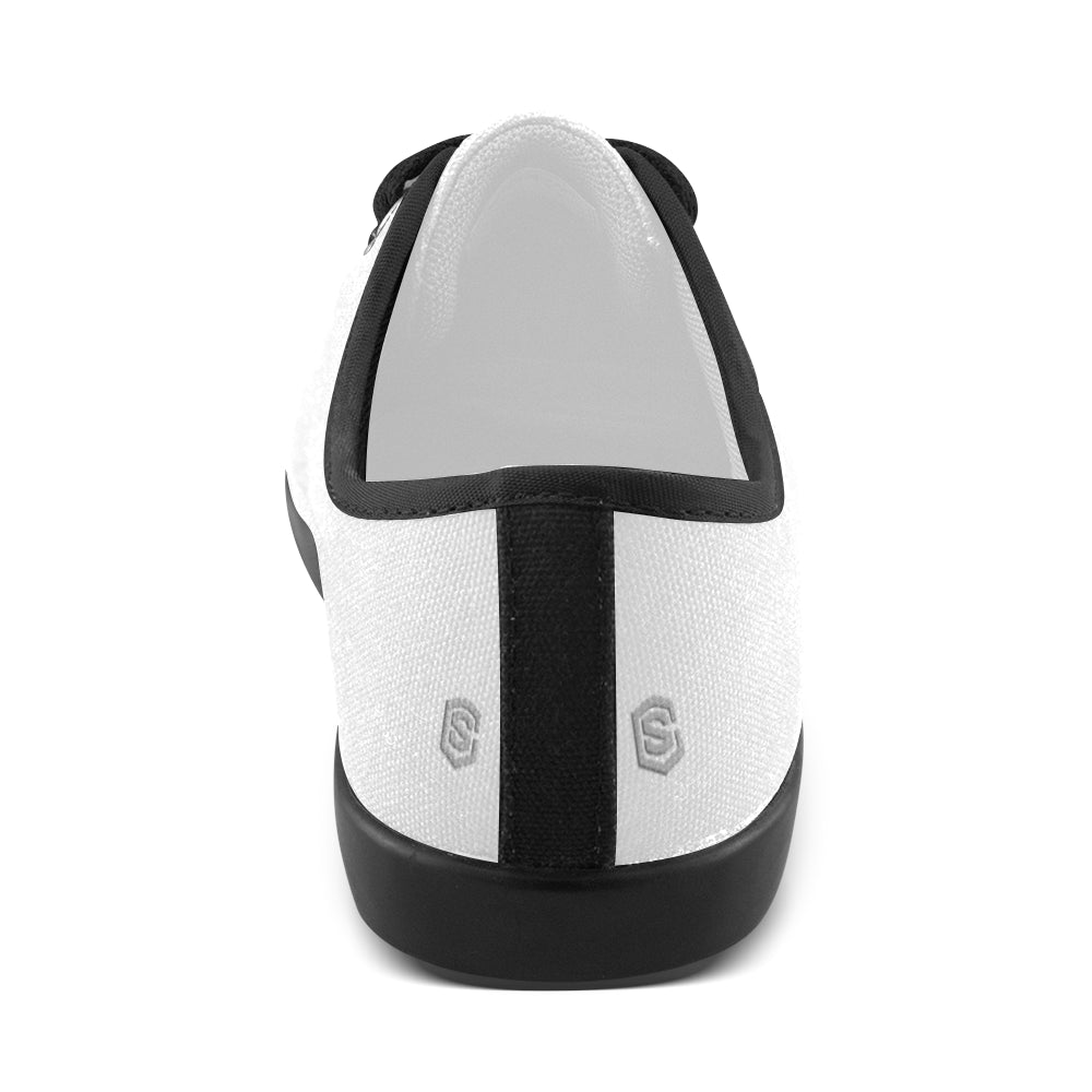 GRAY CANVAS KID SHOES silver logo Canvas Kid's Shoes (Model 016)