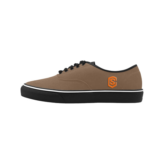 orange logo Classic Men's Canvas Low Top Shoes/Large (Model E001-4)