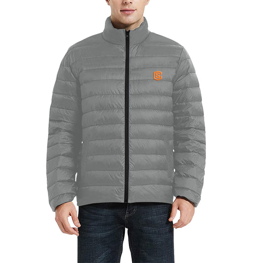 Orange Logo Men's Stand Collar Padded Jacket (Model H41)