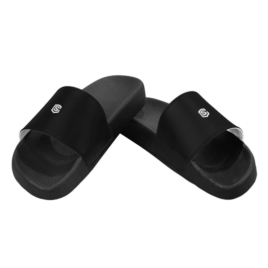white logo Women's Slide Sandals (Model 057)