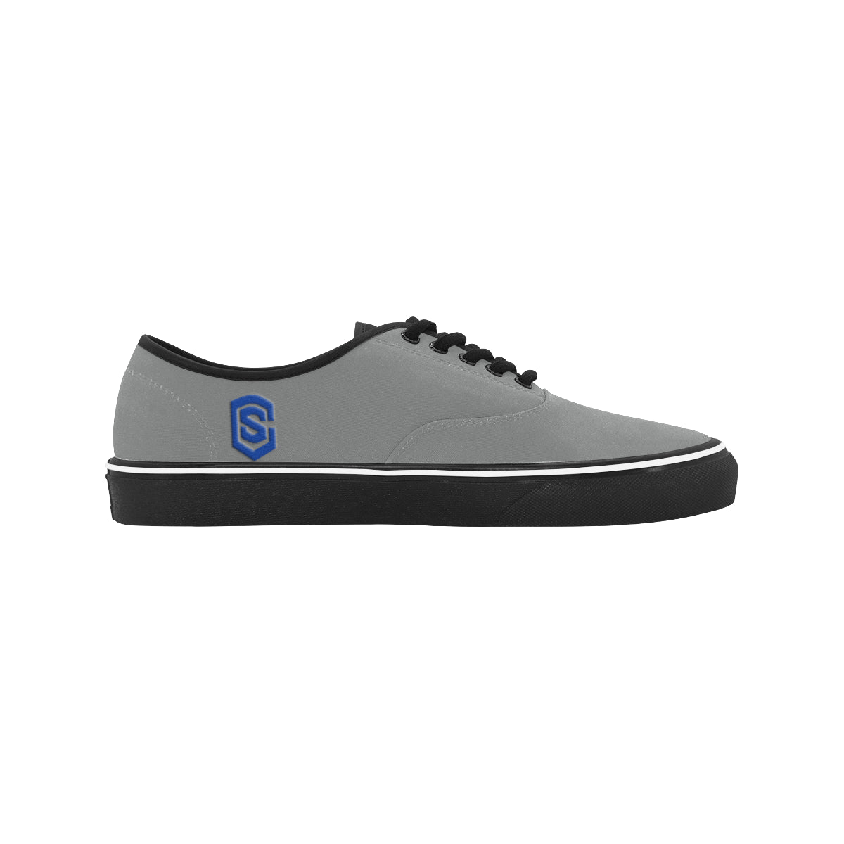 blue logo Classic Men's Canvas Low Top Shoes/Large (Model E001-4)