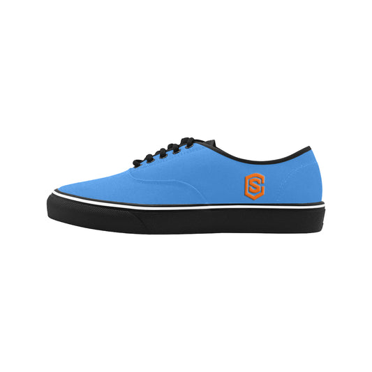 orange logo Classic Men's Canvas Low Top Shoes/Large (Model E001-4)
