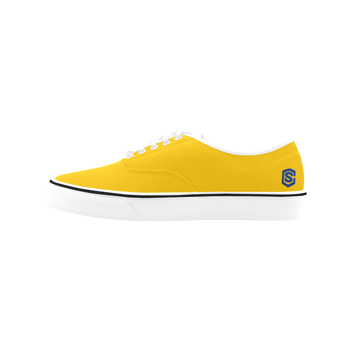 blue logo Classic Women's Canvas Low Top Shoes (Model E001-4)