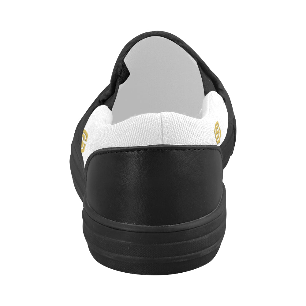 gold logo Women's Slip-on Canvas Shoes (Model 019)