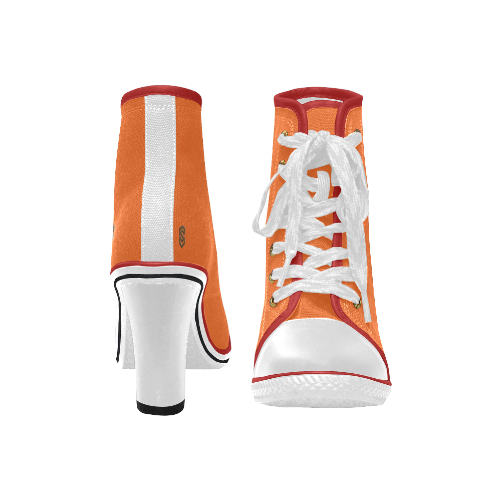 brown logo Women's Lace Up Chunky Heel Ankle Booties (Model 054)