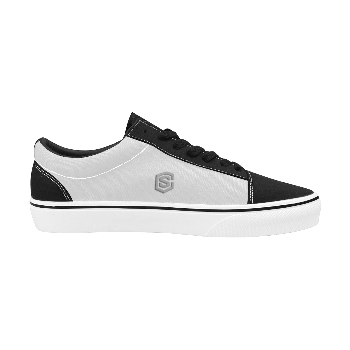 silver logo Women's Low Top Skateboarding Shoes (Model E001-2)