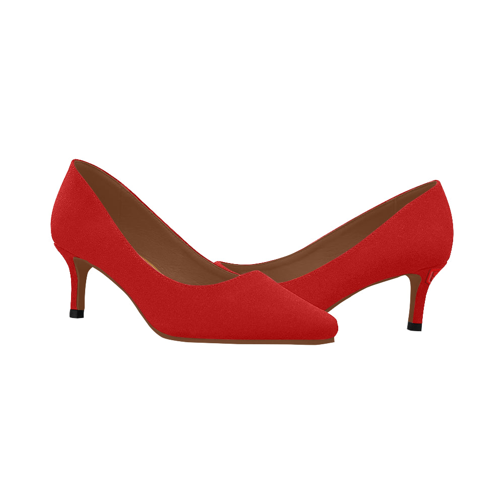 RED Women's Pointed Toe Low Heel Pumps red logo Women's Pointed Toe Low Heel Pumps (Model 053)