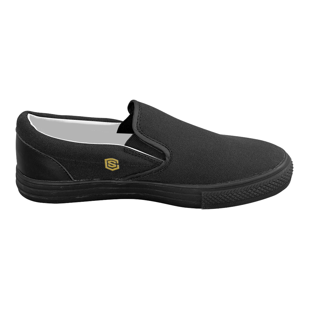 gold logo Women's Slip-on Canvas Shoes (Model 019)