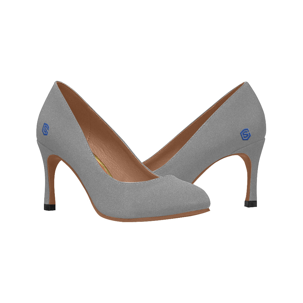 GRAY Women's High Heels blue logo Women's High Heels (Model 048)