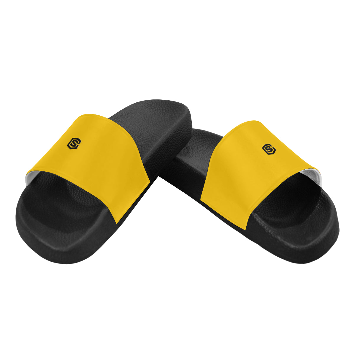 black logo Women's Slide Sandals (Model 057)