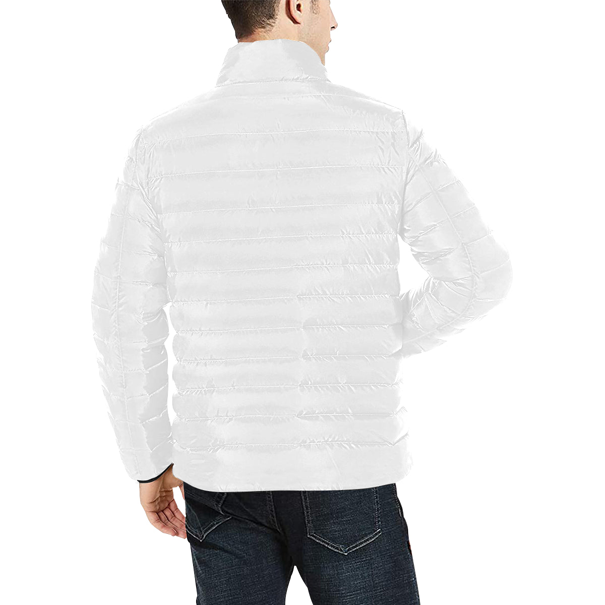 Gold Logo Men's Stand Collar Padded Jacket (Model H41)